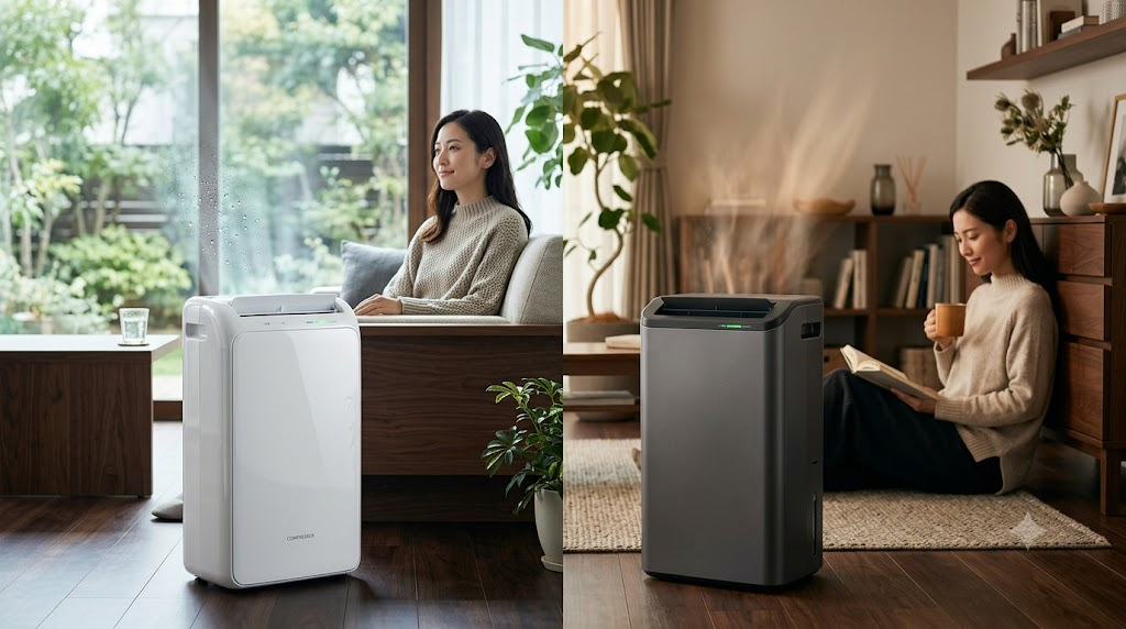 除湿機のコンプレッサー式とデシカント式の違いを徹底比較のアイキャッチ画像