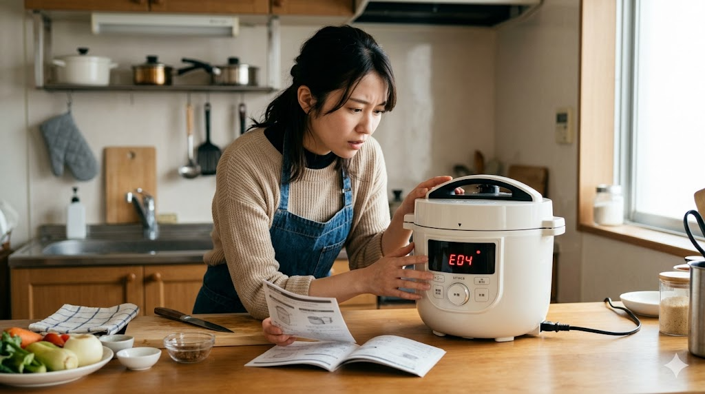 シロカの電気圧力鍋でエラーe04が出た時の原因と正しい直し方のイメージ画像