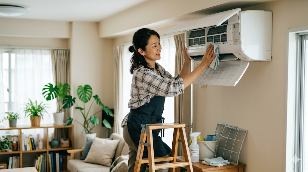 エアコンの掃除を自分で!安全な範囲と失敗しないコツのイメージ画像