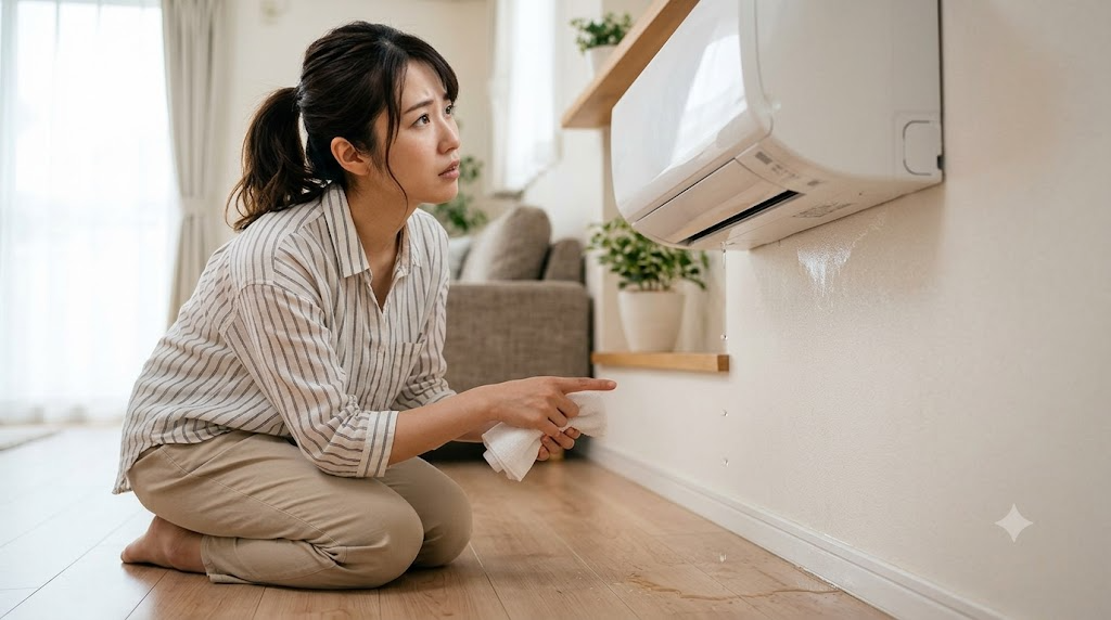 エアコンの水漏れの原因とは?自分でできる直し方と業者費用のイメージ画像