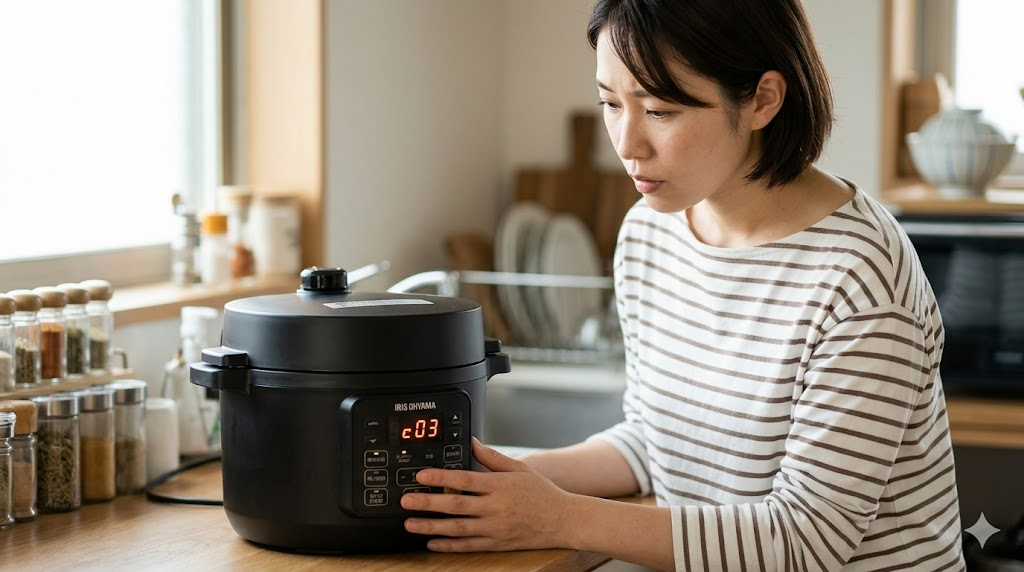 アイリスオーヤマの電気圧力鍋でe03が出た時の原因と対処法のイメージ画像
