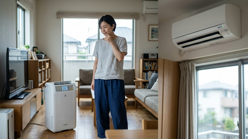 除湿機とエアコンの除湿機能はどちらの電気代が安い？を表すイメージ画像