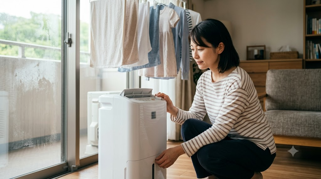 部屋や衣類を守る除湿機でのカビ対策と正しい選び方を表すイメージ画像