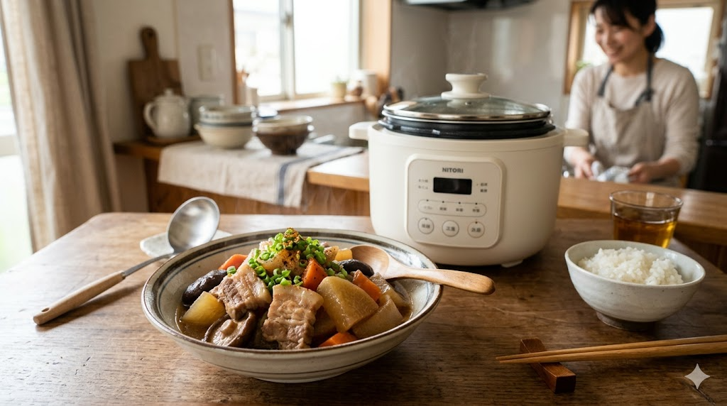 ニトリの電気圧力鍋のレシピと仕上がりを表すイメージ画像