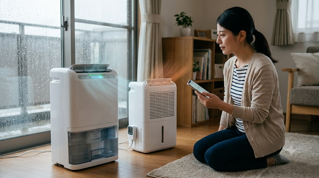 コンプレッサー式とデシカント式の電気代を表すイメージ画像