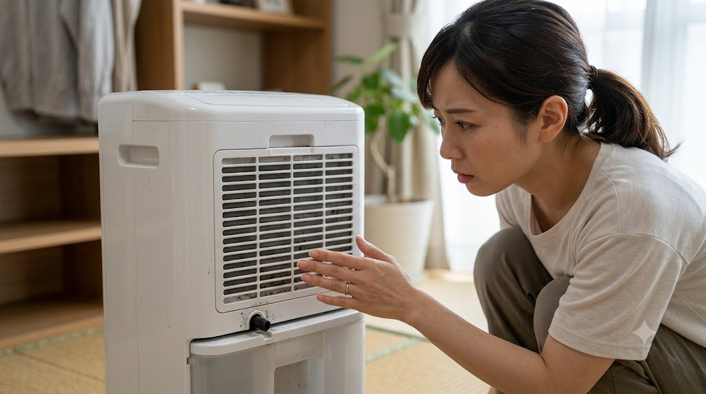 除湿機にカビが生える原因と3つの繁殖条件を表すイメージ画像