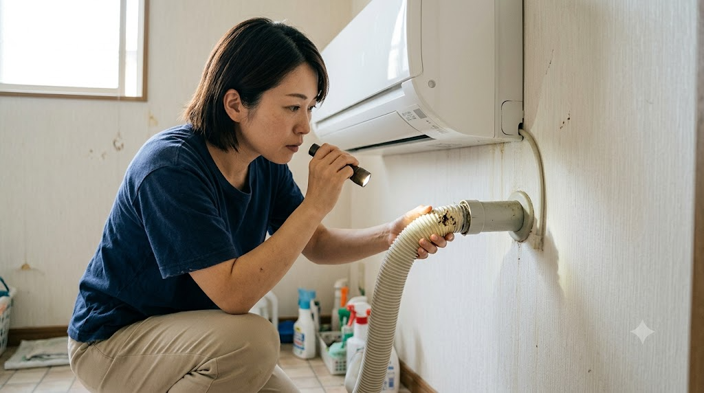 水漏れが起きたらホースの詰まりを確認を表すイメージ画像