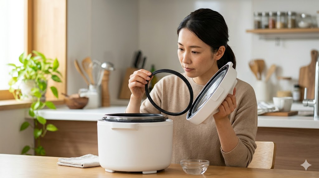 ふたのパッキンや閉め方の間違いを表すイメージ画像