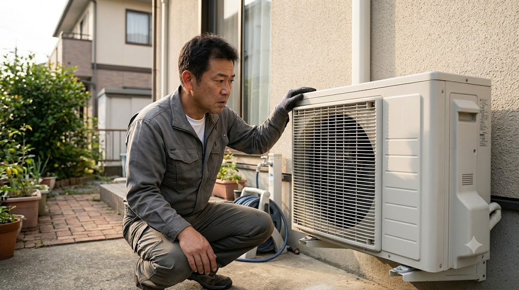 エアコンが冷えない室外機が動いていない原因を表すイメージ画像