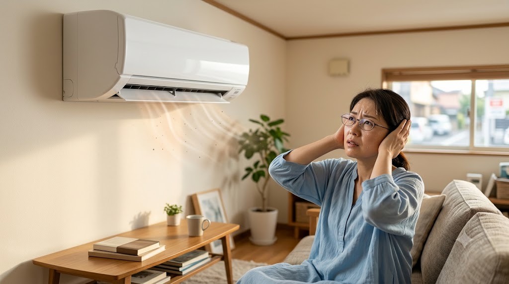 エアコンの内部クリーンがうるさい・部屋が暑くなる理由を表すイメージ画像