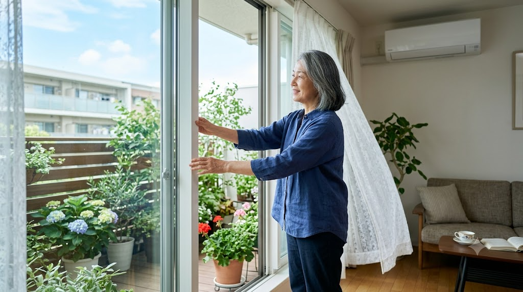 結露の発生を抑えるための定期的な部屋の換気を表すイメージ画像