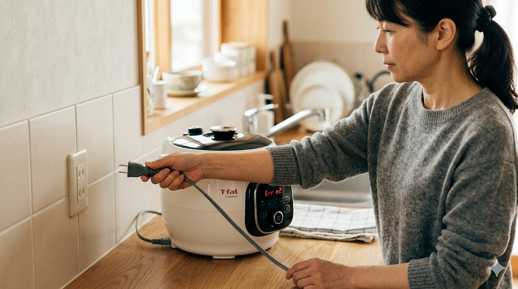 ラクラクッカーの電源を抜いてリセットするを表すイメージ画像