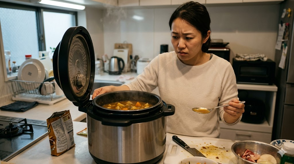 本格的な高圧調理ができず後悔する人を表すイメージ画像