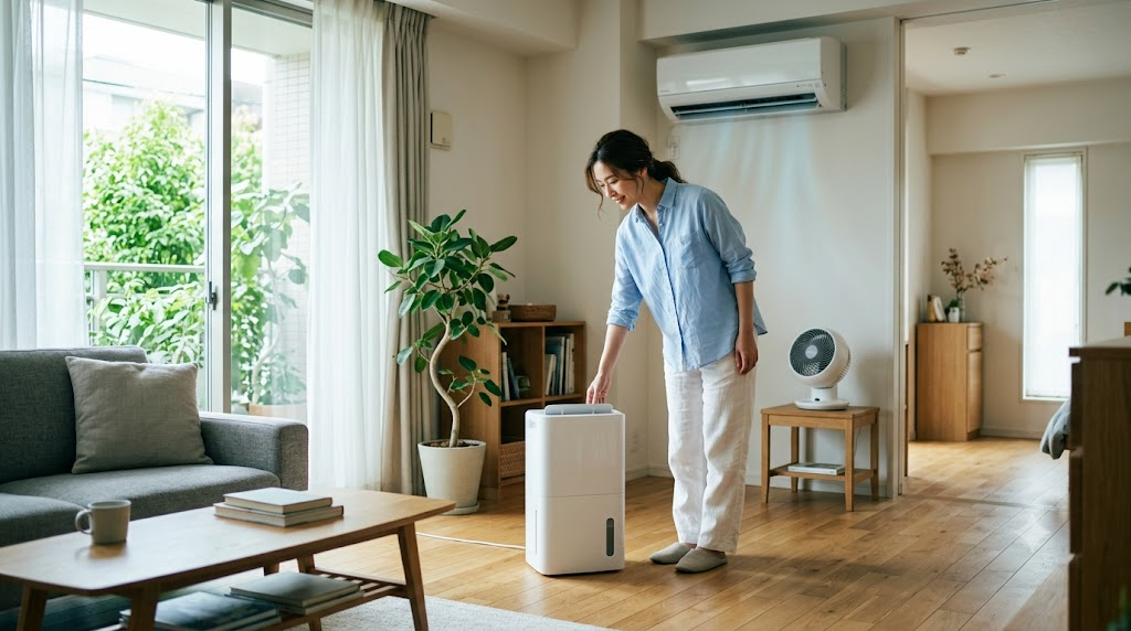 エアコンやサーキュレーターとの併用を表すイメージ画像