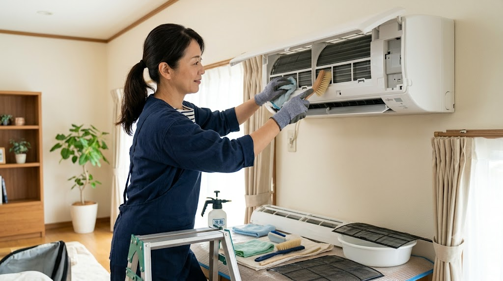 エアコンの掃除を自分で安全に行うまとめを表すイメージ画像