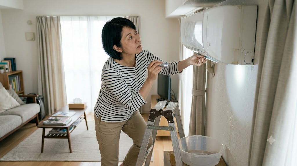エアコンの水漏れの原因を特定し早急な対応をを表すイメージ画像