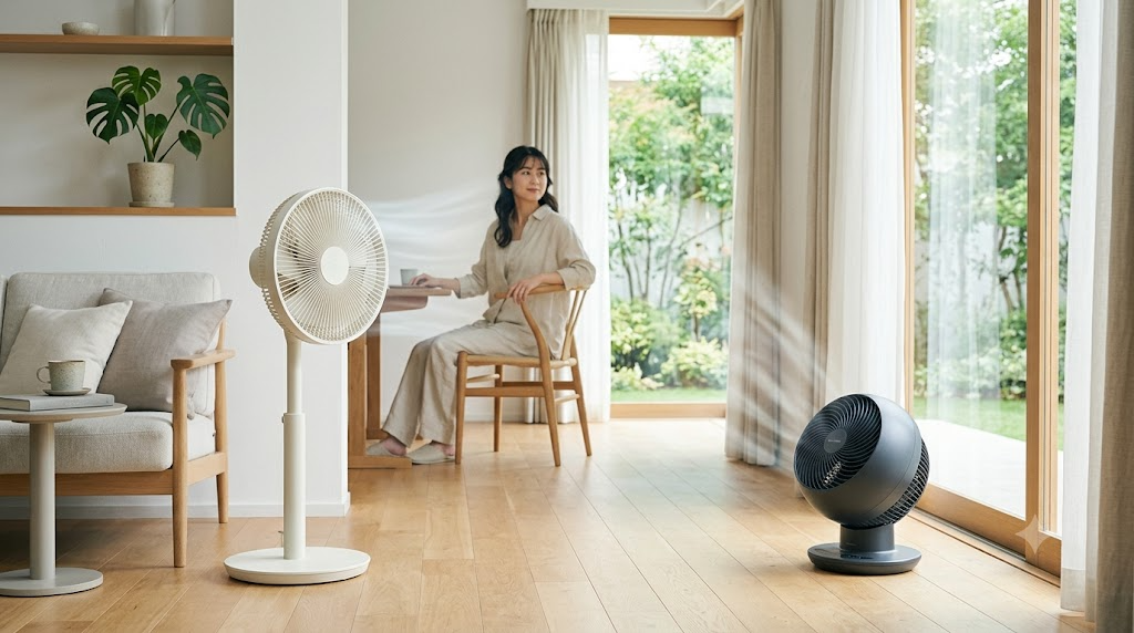 扇風機とサーキュレーターの違いやどっちがいいか選び方を解説のアイキャッチ画像