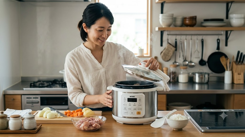 ニトリの電気圧力鍋の使い方！簡単レシピから炊飯まで徹底解説のイメージ画像