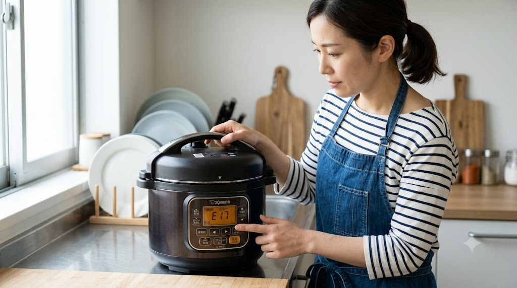 象印の電気圧力鍋でエラーE17やH17が出る原因を表すイメージ画像