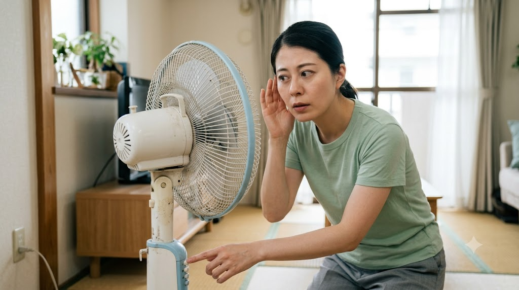ブーンと音がする時は使用を中止するを表すイメージ画像