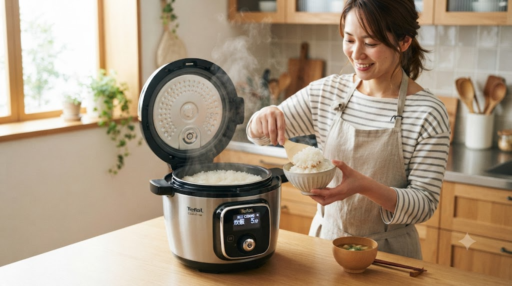 炊飯機能を使ったご飯の炊き方を表すイメージ画像