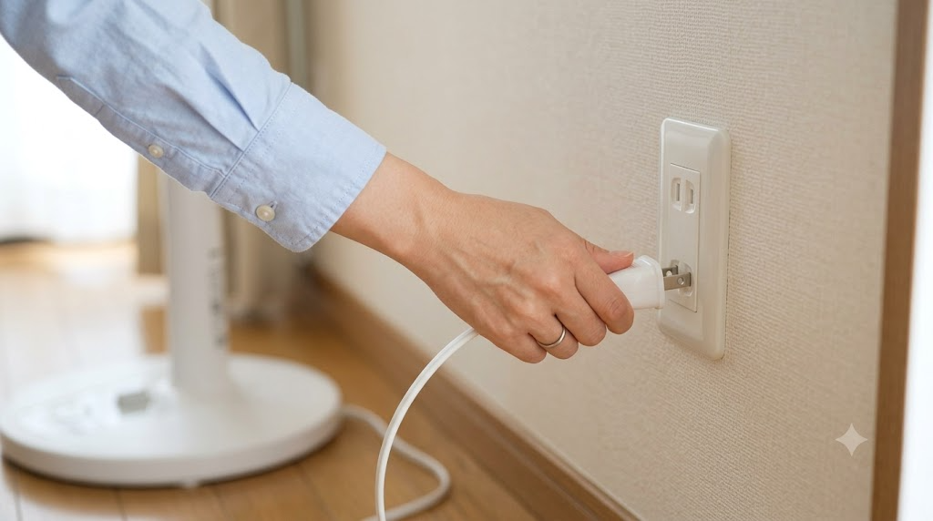 1. 安全のために電源プラグを抜くを表すイメージ画像