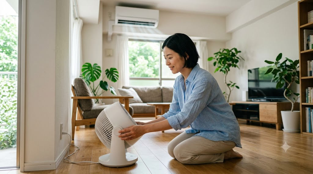 冷房や暖房の効率を上げる使い方を表すイメージ画像