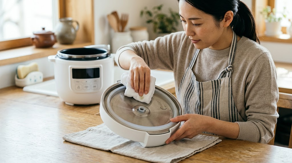 蒸気漏れを防ぐパッキンのお手入れを表すイメージ画像