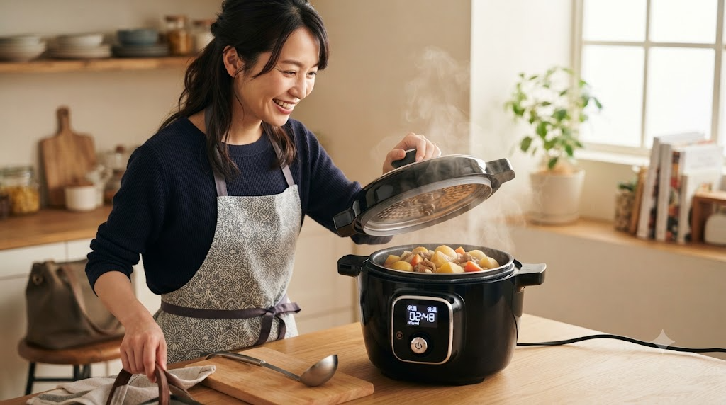 便利な予約調理と保温機能を表すイメージ画像