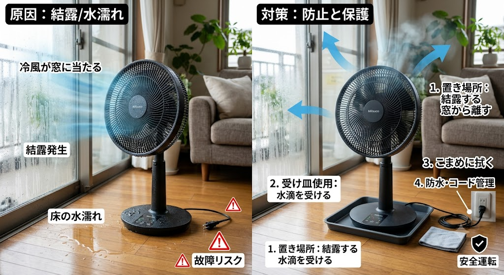 結露や水濡れによる故障を防ぐを表すイメージ画像