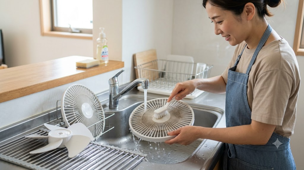 パーツを外した後の正しい洗い方を表すイメージ画像