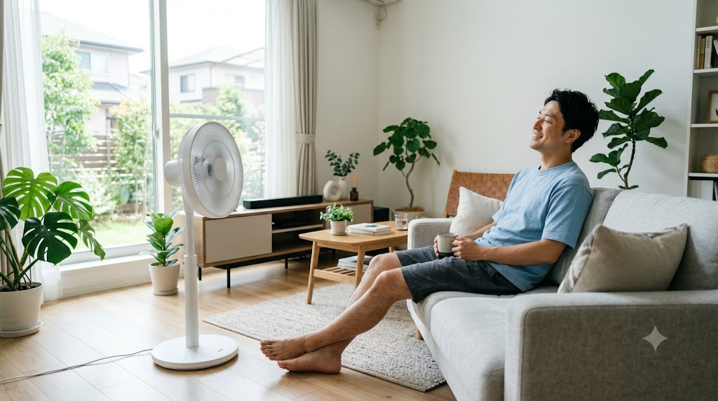扇風機を涼しくする方法のまとめを表すイメージ画像